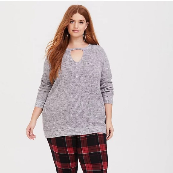 Torrid Plus Size Grey Marled Tunic Sweater - Picture 1 of 5